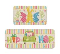 JynxtoyZeal Paillasson de Pâques, 2pc Spaillasson d'entrée à Motif d'œufs de Lapin, Motif de Pâques Tapis pour Salon Chambre Couloir Salle（40 x 60cm+40×120cm