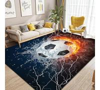JynxtoyZeal Tapis de Ferrain de Football, Moquette pour Surface à Imprimé Flamme de feu de Glace Motif Ballon de Football Tapis décoration pour Salle de Jeux Salon 80×120cm