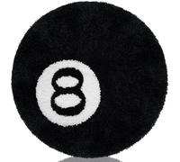 JynxtoyZeal Tapis de Sol 8 Ball Tapis de Décoration de Billard Soft Non-Slip Mat Black and White Round Mat Faux Cachemire Geeignet für Schlafzimmer, Wohnzimmer, Kinderzimmer und Mehr