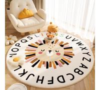 JynxtoyZeal Tapis Lion Cartoon Round Non-Slip Rug Soft and Cosy Rug Tapis Imprimé en Fausse lLaine Bords Finement Cousus Convient pour Le Salon, la Chambre, la Chambre D’Enfant et Le Bureau