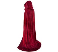 JYOHEY Cape longue en velours noir rouge avec capuche pour costume d'Halloween, costume de magicien de vampire pour adulte, unisexe