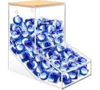 JYPS BoîTe à DéTergent avec 2 Couvercle, Acrylique Organisateur de détergent 2.45L, Bureau ou Montage Mural Organisateur de détergent Sec, Boite Lessive Rangement Buanderie pour Capsules/Boules/Pods