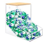 JYPS BoîTe à DéTergent, Taille Plus Grande Acrylique Distributeur de Bonbons avec 2 Couvercle, Bureau ou Montage Mural Organisateur de Lessive, Boite Buanderie Rangement pour Capsules/Boules/Pods