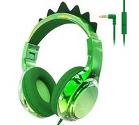 JYPS Casque Audio Enfant, Casque Filaire Volume Limité 85/94dB, Son Stéréo, Casque d'Écoute pour Enfants Pliable avec Fil 3.5 mm, pour iPad/Tablettes/Voyages/l'École (Dinosaures, Vert)