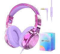 JYPS Casque Audio Enfant, Filaire Réglable/Pliable, Ecouteurs Enfant Audio avec Micro, 3.5mm Jack, 85/94dB Volume Limité, Headphones Musique pour Fille 2 Ans/iPad/Tablet/PC