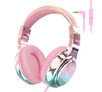 JYPS Casque Audio Enfant, Filaire Réglable/Pliable, Ecouteurs Enfant Audio avec Micro, 3.5mm Jack, 85/94dB Volume Limité, Headphones Musique pour Fille 2 Ans/iPad/Tablet/PC