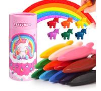 JYPS Crayons pour Les Tout-Petits, 18 Crayon de Couleurs Enfants avec Porte-stylo, Non Toxiques& lavables Fusées et Licornes Feutres de Coloriage, Fournitures d'Art à Colorier Cadeaux pour Filles