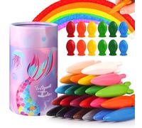 JYPS Crayons pour Les Tout-Petits, 36 Crayon de Couleurs Enfants avec Porte-stylo, Non Toxiques et Lavables Feutres Coloriage pour Bébé 1-3 an, Sirène Fournitures d'Art Kit Cadeaux pour 4-7an Filles