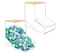 JYPS Lot de 2 Boîtes à Dosettes de Dinge, Acrylique Organisateur de détergentavec 2 Couvercles, Bureau ou Support Mural de Boite Lessive, Rangement Buanderie pour Café/Capsules/Boules/Pods