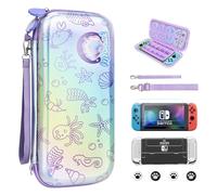 JYPS Pochette de Transport Compatible avec Nintendo Switch OLED,10 en 1 Étui Rigide de Housse avec poignée, Coque Switch pour Accessoire Protection & Console pour Cadeaux de Noël Filles(Violet)