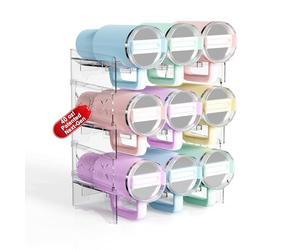 JYPS Porte Bouteilles, 3 Niveaux Range Bouteille Empilable pour Stanley avec Poignée, 9 Bouteilles Casier à Bouteilles pour Comptoirs de Rangement Cuisine, Armoire, Organiseur de Réfrigérateur