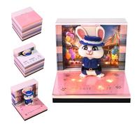 JYQOQH Calendrier 3D 2027, Bloc Note 3D D'art À Déchirer, Agent Lapin | Bloc-Notes 3D avec Lumière LED & Vitrine Transparente Cristal, 3D Memo Pad Papie Pour Cadeaux De Noël