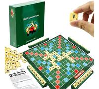 JYQOQH Jeu d'orthographe pour Enfants avec Sac de Rangement - pour 2 à 4 Joueurs ; Jeu en Anglais avec 100 tuiles Lettres et 4 chevalets ; idéal pour Les Voyages en Famille et Les Cadeaux