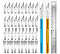 JYSNOW 2 Pièces Cutter de Précision, Couteau Précision Artisanat Ensemble avec 40 Lames et 1 Règle en Acier, Diy Sculpture Couteaux de Loisirs, pour Sculpture, Arts de Bricolage