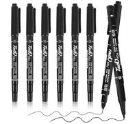 JYSNOW 6 Pièces Marqueur Permanent, Marqueur Noir Indélébile de Nib Double, 0,5/1,0mm Pointe Fine, Sèche Vite, Résistant à l'eau, pour Carton, Plastique, Bois, Métal - Noir