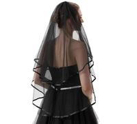JYSNOW 60-80 cm Voile Mariée, Voile de Mariage Courte 2 Couches avec Peigne, Voile de Mariage Mariée en Tulle, pour Déguisements de Soirées Fête Reprises de Banquet Halloween Bachelor Party