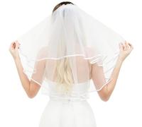 JYSNOW 60-80 cm Voile Mariée, Voile de Mariage Courte 2 Couches avec Peigne, Voile de Mariage Mariée en Tulle, pour Déguisements de Soirées Fête Reprises de Banquet Halloween Bachelor Party