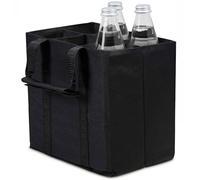 JYSNOW Sac à Bouteille pour 6 Bouteilles, Sac Porte-Bouteille de Vin Portable, Porte en Feutre Robuste avec, Style Simple, Panier Pliable, pour Champagne, Bière et Boissons (Noir)