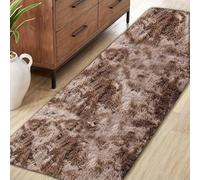 Jyswx Tapis de Passage - Tapis Long Läufer Doux et Moelleux, Lavable et Antidérapant pour Couloir, Salon, Chambre et Entrée - Fluffy Shaggy Runner, 50×300 cm, Tiedye Marron