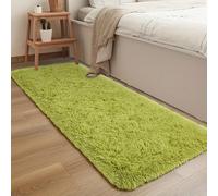 Jyswx Tapis de Passage - Tapis Long Läufer Doux et Moelleux, Lavable et Antidérapant pour Couloir, Salon, Chambre et Entrée - Fluffy Shaggy Runner, 70×150 cm, Vert