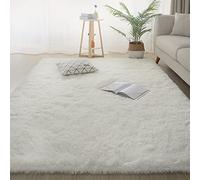 Jyswx Tapis Salon à Poils Longs - Shaggy Tapis Moderne Design - Grand Tapis Lavable avec Le Fond Antidérapant pour Chambre, Salon, Couloir, Dimension: 80 x 200CM, Couleur: Blanc