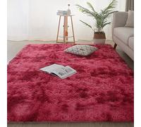 Jyswx Tapis Salon à Poils Longs - Shaggy Tapis Moderne Design - Grand Tapis Lavable avec Le Fond Antidérapant pour Chambre, Salon, Couloir, Dimension: 60x90 cm, Couleur: Tie-Dye Rouge Foncé