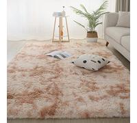 Jyswx Tapis Salon à Poils Longs - Shaggy Tapis Moderne Design - Grand Tapis Lavable avec Le Fond Antidérapant pour Chambre, Salon, Couloir, Dimension: 30x50 cm, Couleur: Tie-Dye BeigeFoncé
