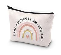 JYTAPP Trousse de maquillage pour enseignant avec inscription It Takes a Big Heart to Shape Little Minds, beige, Mode