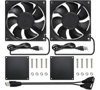 JYUDAUFU Lot de 2 ventilateurs de refroidissement sans balais USB 9225 92 mm × 25 mm DC 5 V avec filtre à poussière, répartiteur de concentrateur USB 4 ports, pour imprimante 3D DIY PC Case Cpu