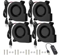 JYUDAUFU Lot de 4 ventilateurs de refroidissement 50 x 15 mm DC 5 V 5015 sans balais à roulement à billes avec port USB et écrou M3 x 20, hub USB, pour imprimante 3D/CPU/PC/Robet/DIY