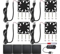 JYUDAUFU Lot de 4 ventilateurs de refroidissement sans balais USB 40mm × 10mm 4010 DC 5V 6200tr/min avec accessoires, pour bricolage/test/imprimante 3D/boîtier PC/DVR/CPU/petits appareils