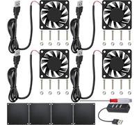JYUDAUFU Lot de 4 ventilateurs de refroidissement sans balais USB 60mm × 10mm 6010 DC 5V 3300tr/min avec accessoires, pour bricolage/test/imprimante 3D/boîtier PC/DVR/CPU/petits appareils