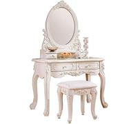 Jyuiipcz Coiffeuse élégante, coiffeuse 2 en 1, coiffeuse et coiffeuse de style européen, tabouret miroir pastoral français, coiffeuse de chambre (taille : 1 m) (0,8 m)