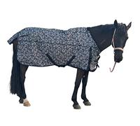 Jyuiipcz Couverture de pluie pour cheval - Imperméable 1200D - Chaude - Pour l'hiver - Col standard - Bleu ciel 74 - Carré noir 76
