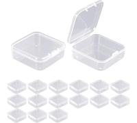 Jyvex 15Pcs Petite Boite Plastique, 5,5 x 5,5 x2cm Mini Boite Plastique Avec Couvercle, Transparent Petite Boite de Aangement pour les perles, les bouchons d'oreille et d'autres petits objets