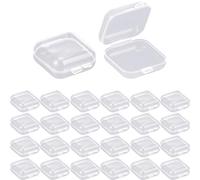 Jyvex 24Pcs Petite Boite Plastique, 3,5 x 3,5 x2,1cm Mini Boite Plastique Avec Couvercle, Transparent Petite Boite de Aangement pour les perles, les bouchons d'oreille et d'autres petits objets