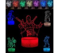 JYW Lampe à illusion d'optique 3D 5 en 1 LED Veilleuse pour enfants et adolescents (Marvell)