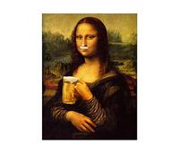 JYWDZSH Impression sur Toile Minimalisme Mona Lisa Bière Affiche Mur Art Impressions sur Toile Peinture À Bière Modulaire Photos Salon Moderne Décor À La Maison, 60X90 Cm Pas De Cadre