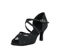 Jywmsc Chaussures de Danse Latine à Paillettes et Strass pour Femmes Peep Toe Cross Strap Social Salsa Tango Dance Shoes Sandales de Mariage