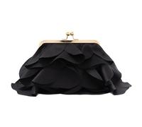 Jywmsc Sac à Main Floral pour Femme Pochette en Satin Noir Sac à Bandoulière à Fleurs pour Soirée Mariage ou événement Officiel