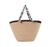 Jywmsc Sac de Plage en Paille, Sac Fourre-tout en Paille pour Femmes avec Poignées en PU, Sac de Plage Tissé pour Vacances D'été, Sac à Main à Bandoulière