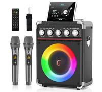 JYX Karaoke Machine with 2 Wireless Microphones for Adults Kids, Portable Karaoke System Speaker with Built-in Equalizer Mode, Karaoke Complete Supporting REC/AUX/USB/TF