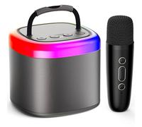 JYX Machine de Karaoké avec 1 Microphones sans Fil, Karaoke Portable Jouets avec Lumières LED Enfants Adultes, Mini Karaoke Bluetooth, Idee Cadeau Enfants 5,6,7,8,9,10,11,12,13,14,15 Ans Noir/Beige