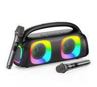 JYX Machine de Karaoké avec 2 Microphones sans Fil, Enceinte Karaoké Portable Bluetooth 5.3 pour Fêtes, Système PA pour Adultes avec Télécommande/Lumières LED, Supporte TV/USB/AUX/Carte TF