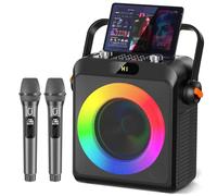 JYX Machine de Karaoké avec 2 Microphones sans Fil pour Adultes Enfants, Karaoke Adulte Professionnel avec Mode Egaliseur Intégré, Karaoke Complete Supportant REC/AUX/USB/TF