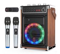 JYX Machine de Karaoké, Enceintes de Karaoké Professionnelles avec 2 Microphones sans Fil et Lumières de Fête DJ, Supporte Le Système de Karaoké Portable TWS/AUX/FM/USB/TF Card