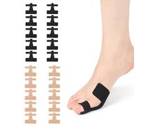 JYXNU 20 pcs Bandes de Kinésiologie Prédécoupées pour Hallux Valgus, Hallux Valgus Orthese pour les Pieds et les Orteils, Doux et Respirant pour Hommes & Femmes, pour orteils et pieds (Noir + chair)