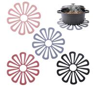 JYXNU 4 Pièces Dessous de Plat Silicone, RéSistants à La Chaleur sous Plat De Table,Multifonction Repose-cuillère Dessous de Verre de Cuisine Tapis de Table pour PoêLes, Assiettes(4 couleurs)