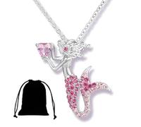 JYXNU Collier Pendentif Danseuse Ballet Filles Zircon Charme Surprise Danse Ballerine Cadeau de bijoux pour femmes Noël Action de grâces Halloween Cadeau, Cadeaux pour filles(Rose)