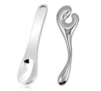 JYXNU Lot de 2 spatules de maquillage courbées en acier inoxydable,cuillères à cosmétiques, Massage des yeux pinceaux,Spatules d'application pour crème, masque, lotion, crème hydratante